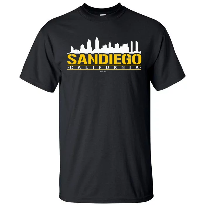 San Diego California White Brown & Gold Baseball Inspired Tall T-Shirt