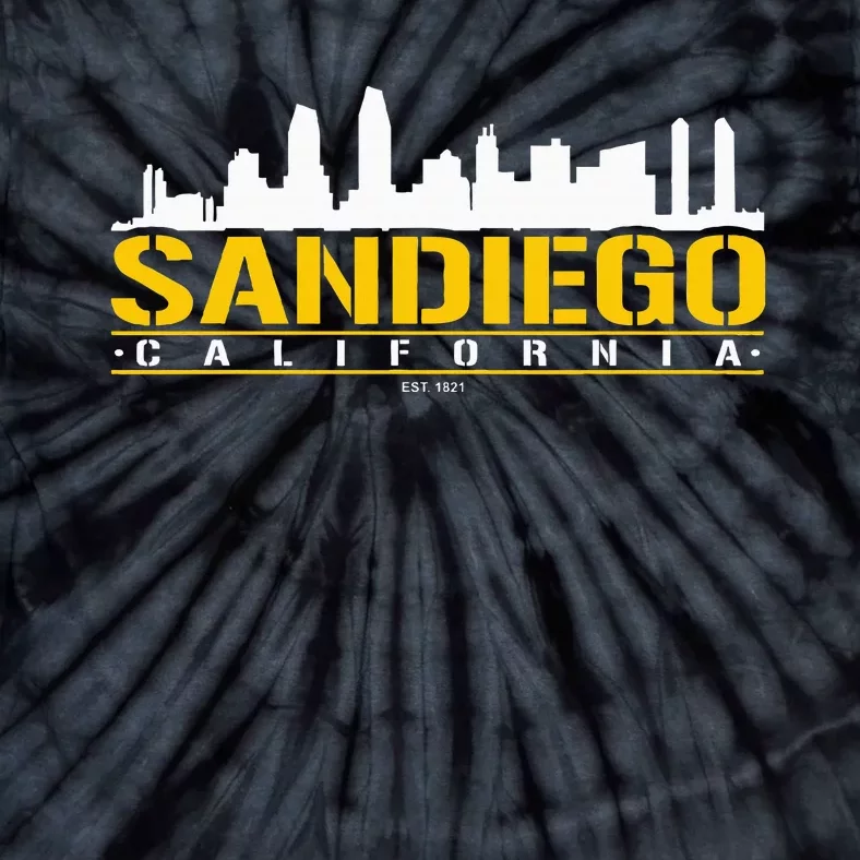 San Diego California White Brown & Gold Baseball Inspired Tie-Dye T-Shirt