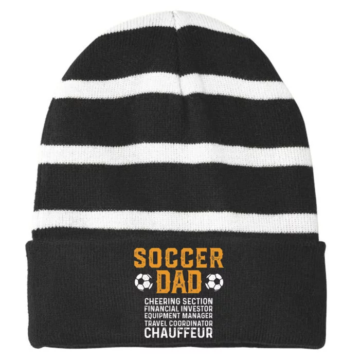 Soccer Dad Cheering Section Financial Investor Equipment Striped Beanie with Solid Band