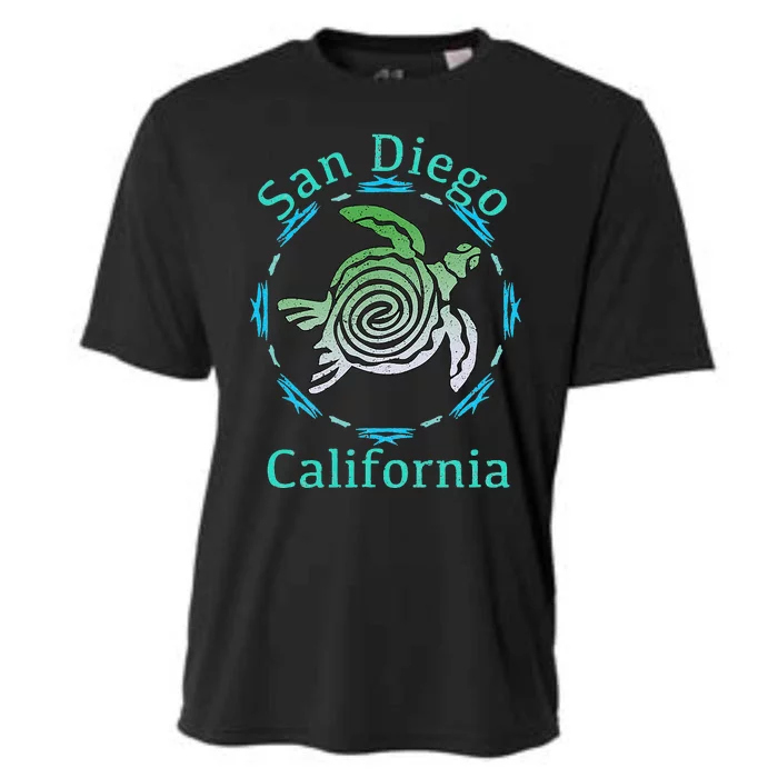 San Diego, CA Vintage Tribal Turtle Gift Cooling Performance Crew T-Shirt