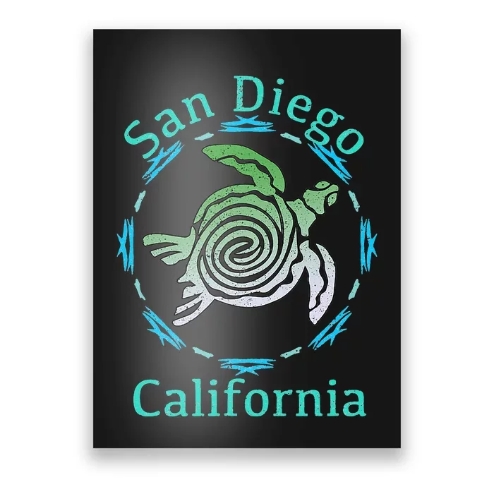 San Diego, CA Vintage Tribal Turtle Gift Poster