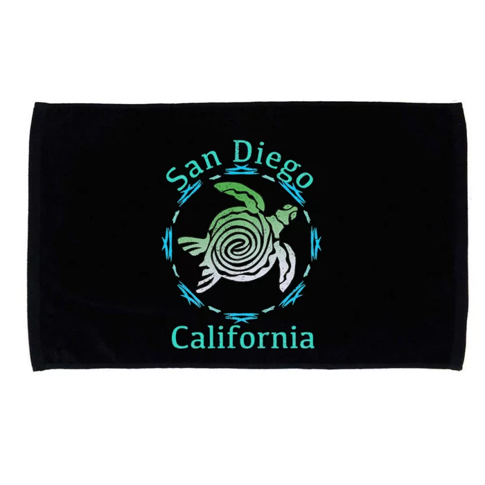 San Diego, CA Vintage Tribal Turtle Gift Microfiber Hand Towel