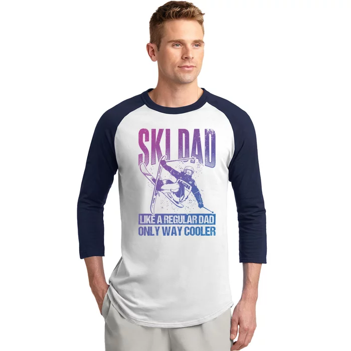 Ski Dad Cool Dad Best Dad Mountains Skiing Wintersport Gift Baseball Sleeve Shirt