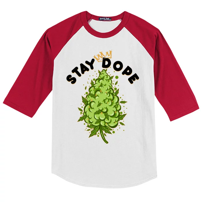 Stay Dope Cannabis Marijuana Bud Kids Colorblock Raglan Jersey