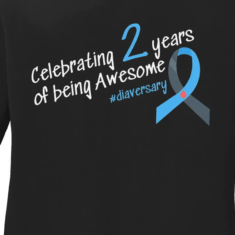 Second Diaversary Celebrating 2 years of being Awesome Ladies Long Sleeve Shirt