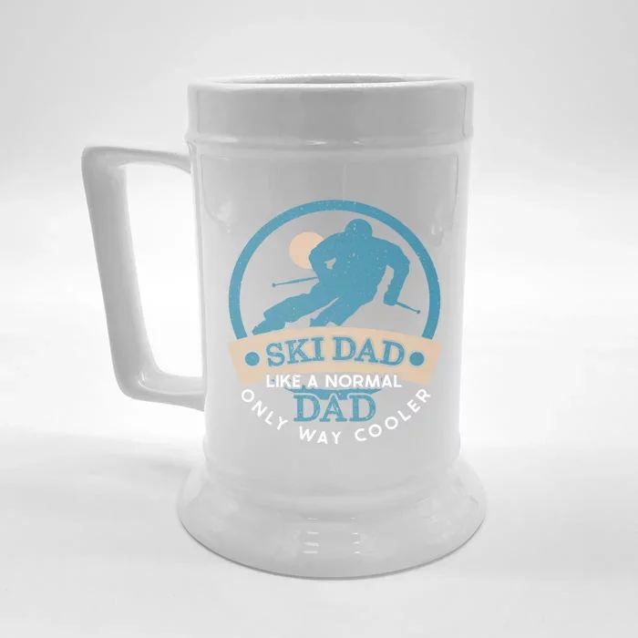 Ski Dad Cool Dad Gift Front & Back Beer Stein