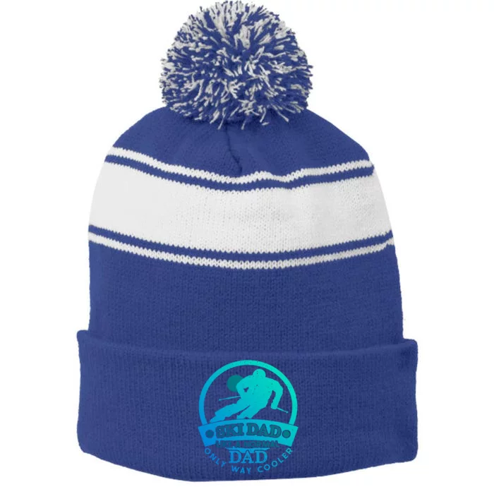 Ski Dad Cool Dad Gift Stripe Pom Pom Beanie