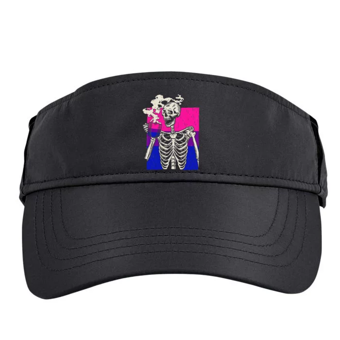 Skeleton Drinking Coffee LGBTQ Retro Bisexual Pride Flag Adult Drive Performance Visor