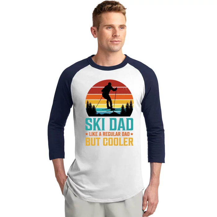 Ski Dad Cooler Regular Dad Fathers Day Funny Humor Outdoor Gift Baseball Sleeve Shirt