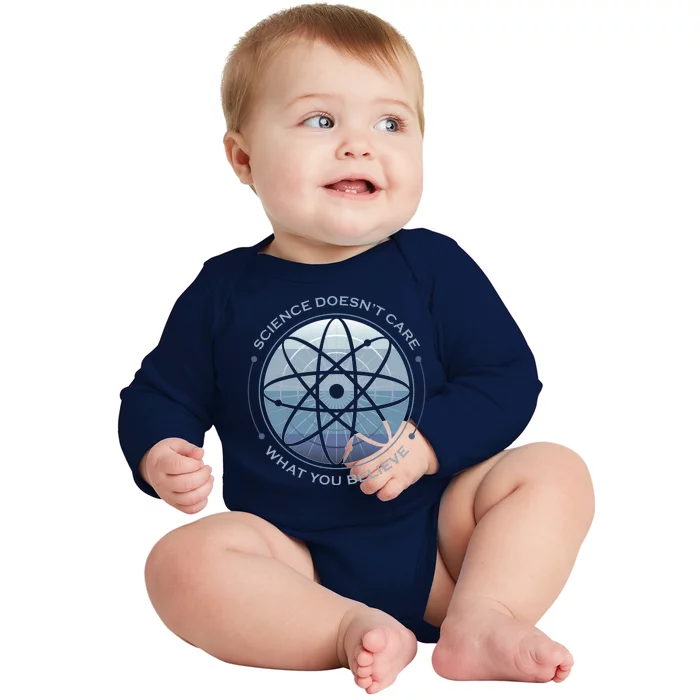 Science Doesn't Care What You Believe Atom Baby Long Sleeve Bodysuit