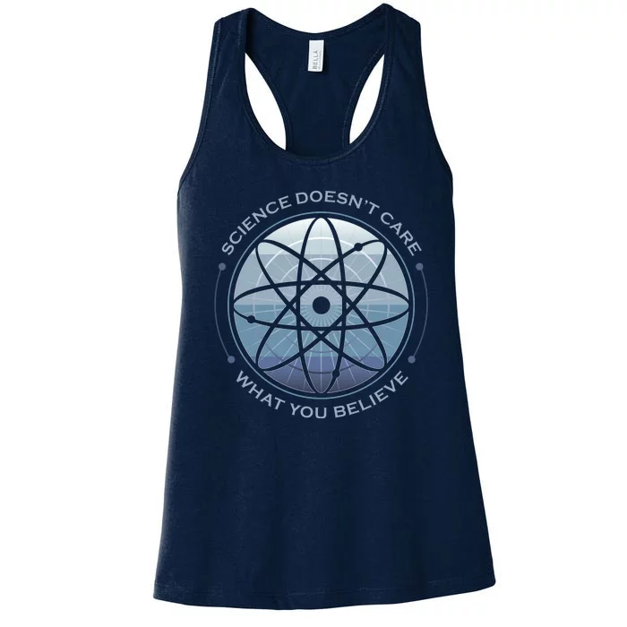 Science Doesn't Care What You Believe Atom Women's Racerback Tank