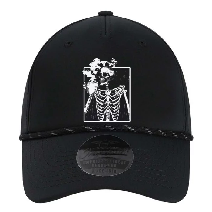 Skeleton Drinking Coffee Front Design White Performance The Dyno Cap