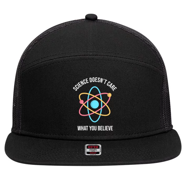 Science Doesn't Care What You Believe Atom 7 Panel Mesh Trucker Snapback Hat