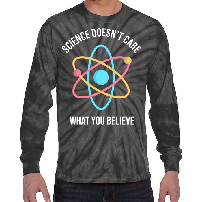 Science Doesn't Care What You Believe Atom Tie-Dye Long Sleeve Shirt