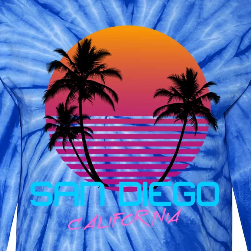 San Diego California Retro 80s Funny Gift Tie-Dye Long Sleeve Shirt