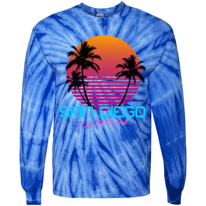 San Diego California Retro 80s Funny Gift Tie-Dye Long Sleeve Shirt