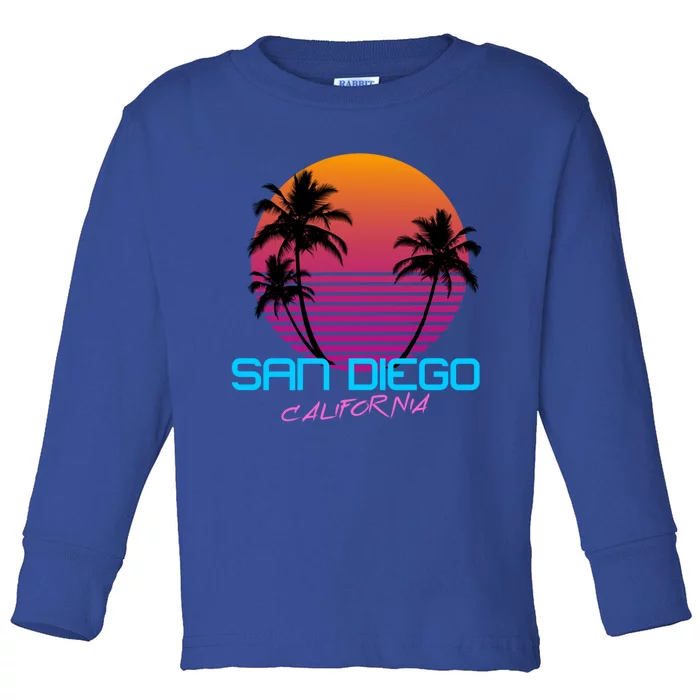 San Diego California Retro 80s Funny Gift Toddler Long Sleeve Shirt