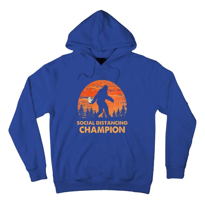 Social Distancing Champion Funny BigfootHalloween Bigfoot Tall Hoodie