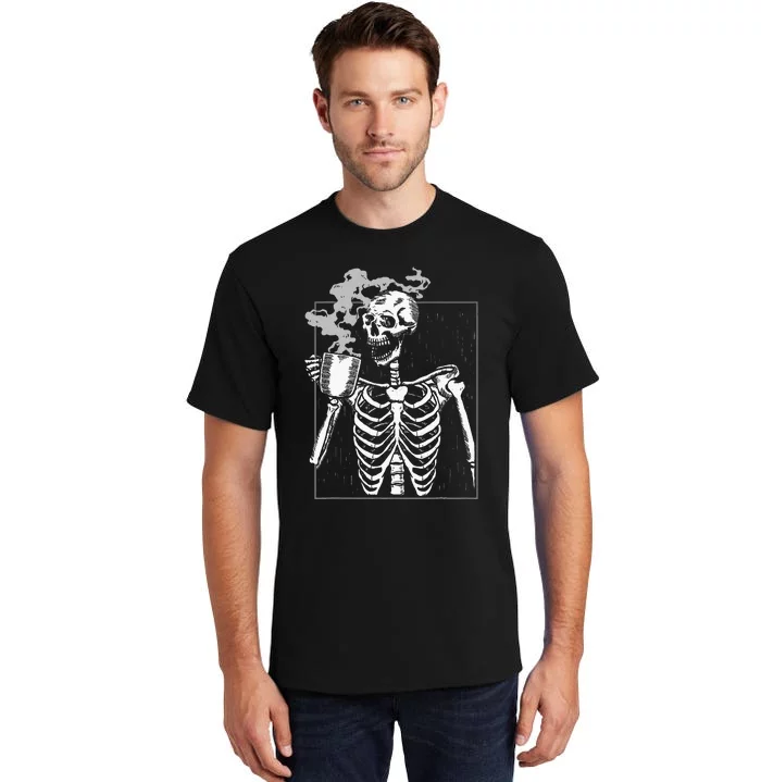 Skeleton Drinking Coffee Caffeine Lover Coffee Brewer Tall T-Shirt