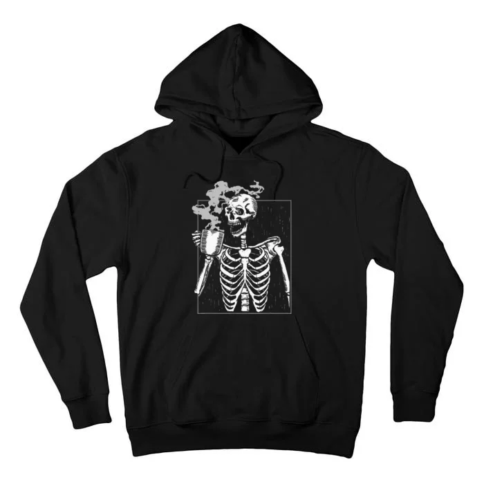 Skeleton Drinking Coffee Caffeine Lover Coffee Brewer Tall Hoodie