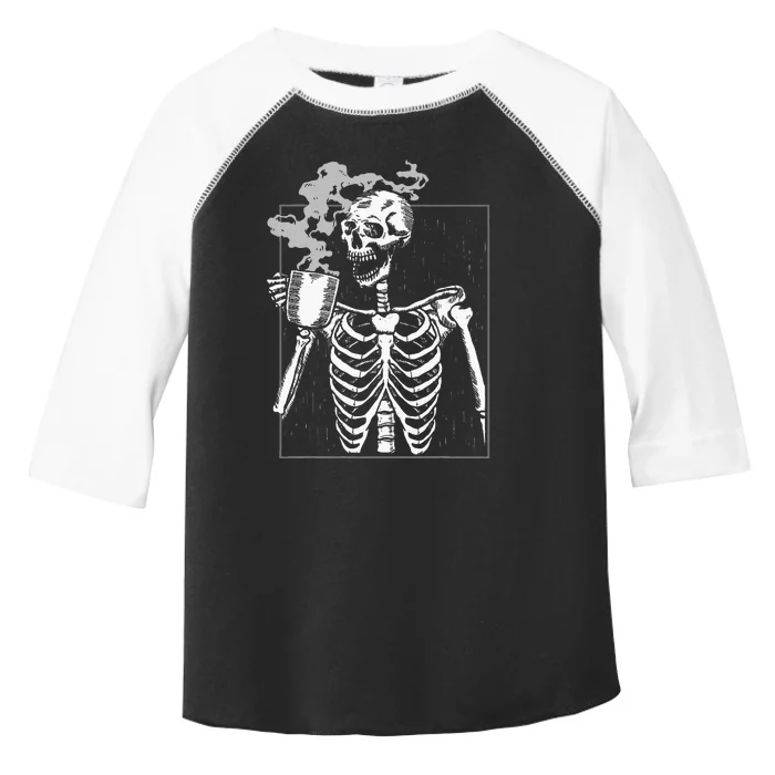 Skeleton Drinking Coffee Caffeine Lover Coffee Brewer Toddler Fine Jersey T-Shirt