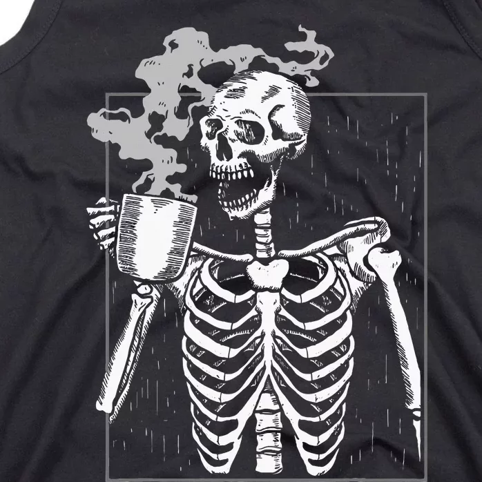 Skeleton Drinking Coffee Caffeine Lover Coffee Brewer Tank Top