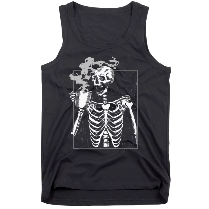 Skeleton Drinking Coffee Caffeine Lover Coffee Brewer Tank Top