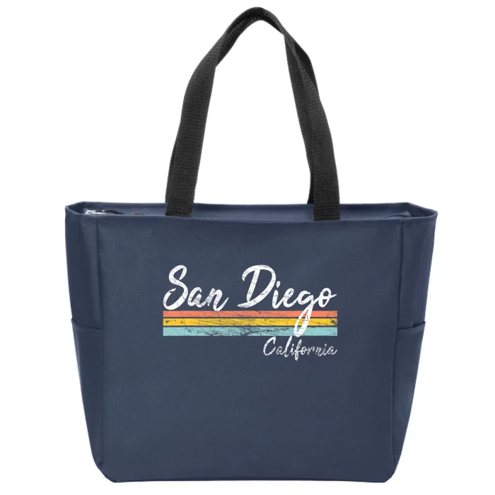 San Diego California Vintage Distressed Design Classic Zip Tote Bag