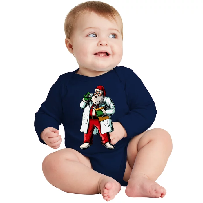 Santa Doctor Christmas Nurse Respiratory Therapist Gift Baby Long Sleeve Bodysuit