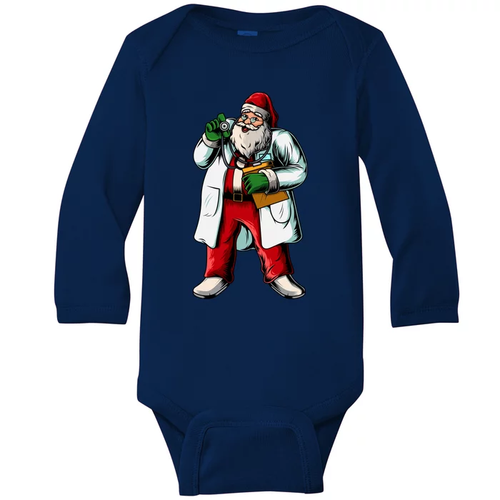 Santa Doctor Christmas Nurse Respiratory Therapist Gift Baby Long Sleeve Bodysuit