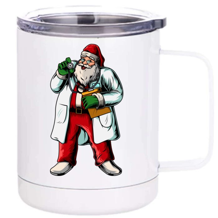 Santa Doctor Christmas Nurse Respiratory Therapist Gift Front & Back 12oz Stainless Steel Tumbler Cup