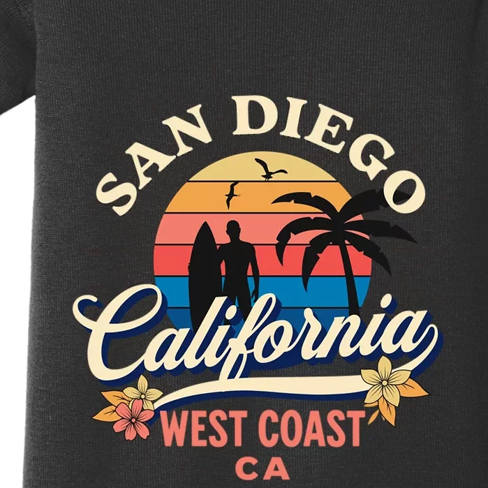 San Diego California Beach Surf Summer Vacation Vintage Funny Gift Baby Bodysuit