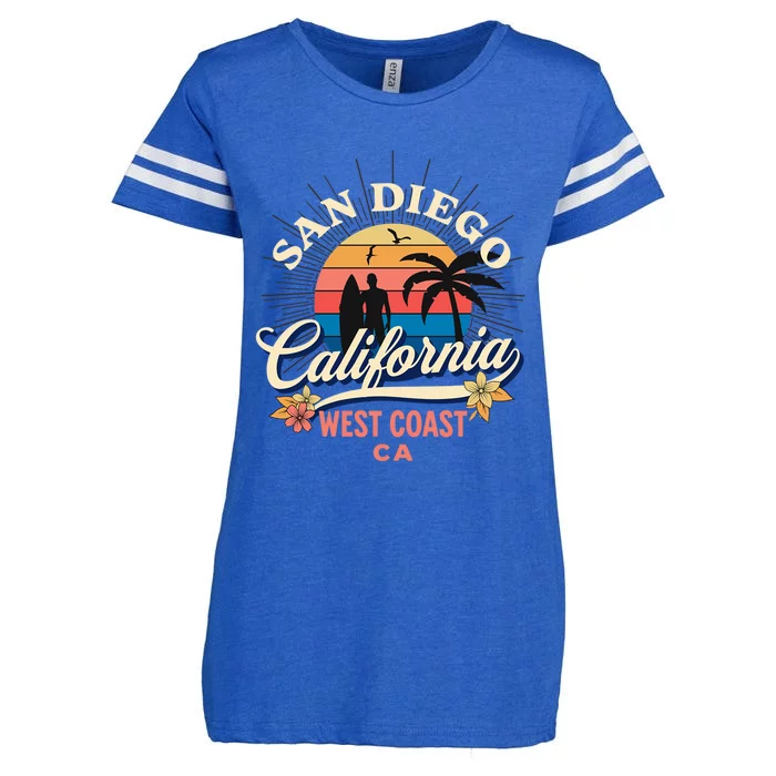 San Diego California Beach Surf Summer Vacation Vintage Funny Gift Enza Ladies Jersey Football T-Shirt