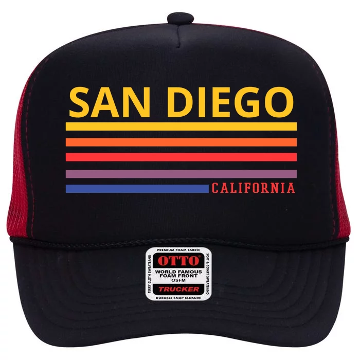 San Diego California Retro High Crown Mesh Trucker Hat