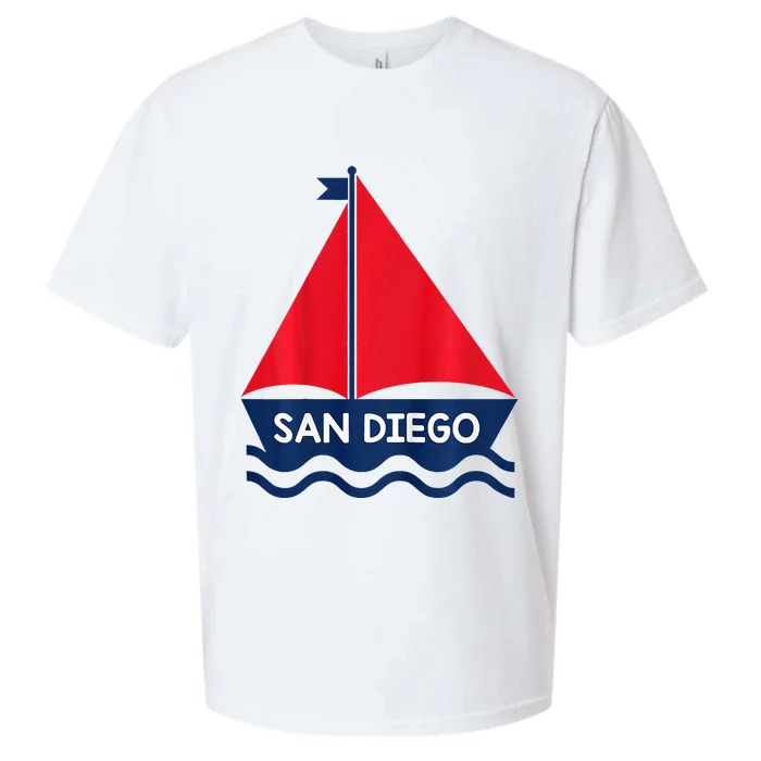 San Diego California Sail Boat Souvenir Sueded Cloud Jersey T-Shirt