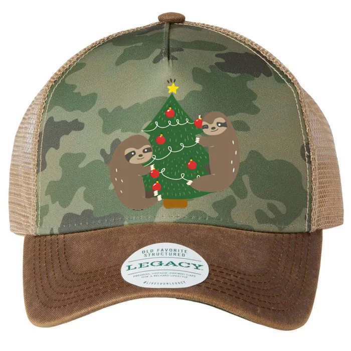 Sloths Decorating Christmas Tree Legacy Tie Dye Trucker Hat