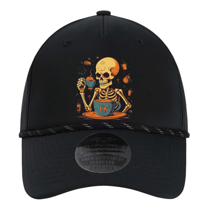 Skeleton Drinking Coffee Halloween Costume Barista Performance The Dyno Cap