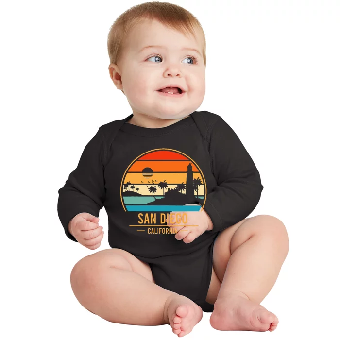 San Diego California Ca Throwback Design Classic Baby Long Sleeve Bodysuit