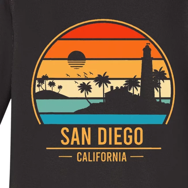 San Diego California Ca Throwback Design Classic Baby Long Sleeve Bodysuit