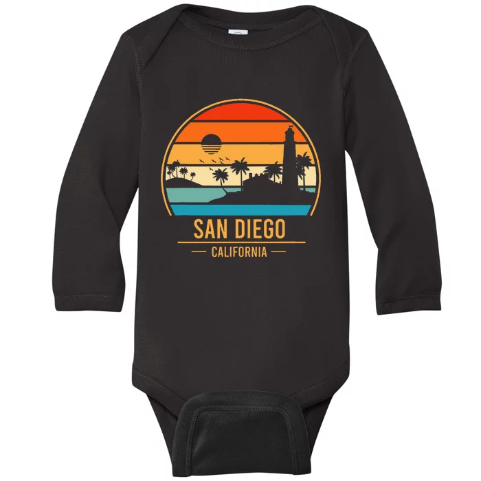 San Diego California Ca Throwback Design Classic Baby Long Sleeve Bodysuit