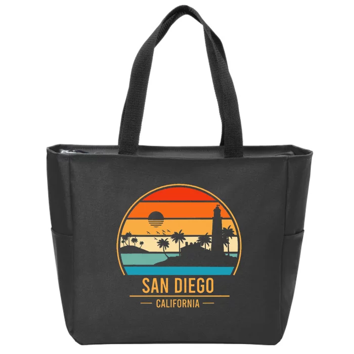 San Diego California Ca Throwback Design Classic Zip Tote Bag