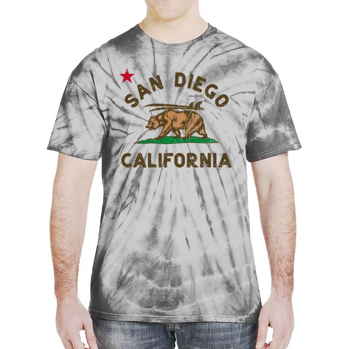 San Diego California Beach Flag Bear Surf Ca Tie-Dye T-Shirt