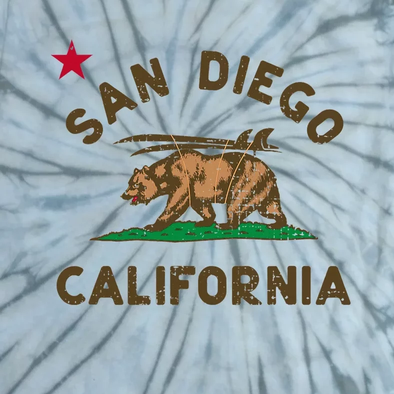 San Diego California Beach Flag Bear Surf Ca Tie-Dye T-Shirt