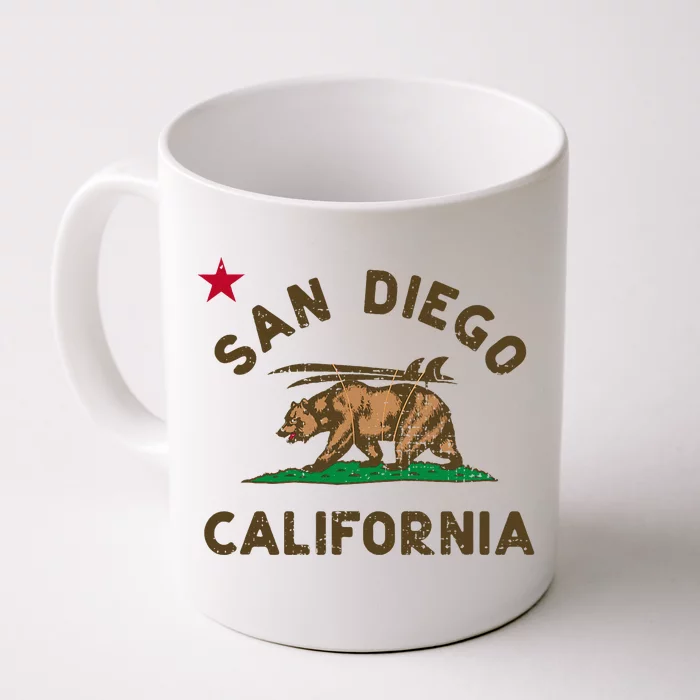 San Diego California Beach Flag Bear Surf Ca Front & Back Coffee Mug