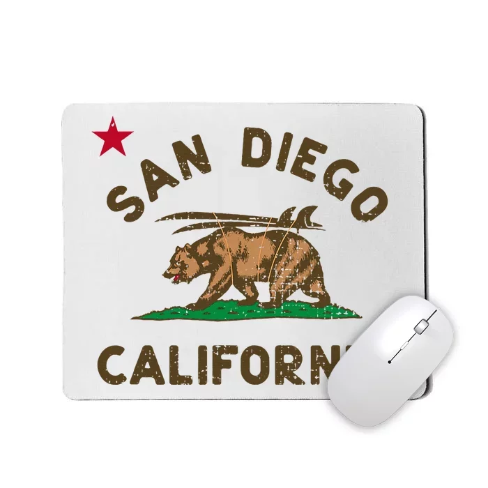 San Diego California Beach Flag Bear Surf Ca Mousepad