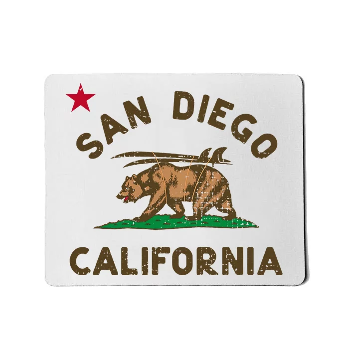 San Diego California Beach Flag Bear Surf Ca Mousepad