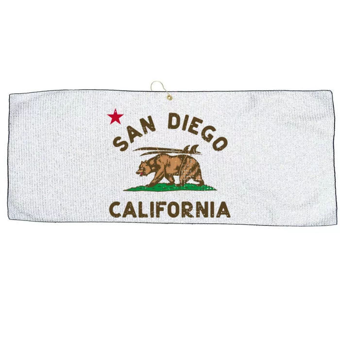 San Diego California Beach Flag Bear Surf Ca Large Microfiber Waffle Golf Towel