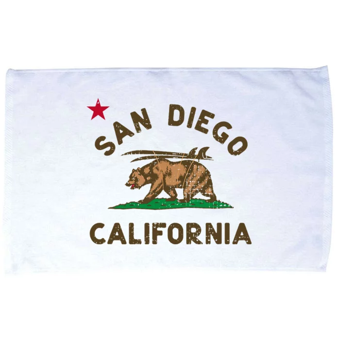 San Diego California Beach Flag Bear Surf Ca Microfiber Hand Towel