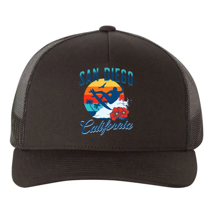 San Diego California Beach Surf Summer Vacation Vintage Yupoong Adult 5-Panel Trucker Hat