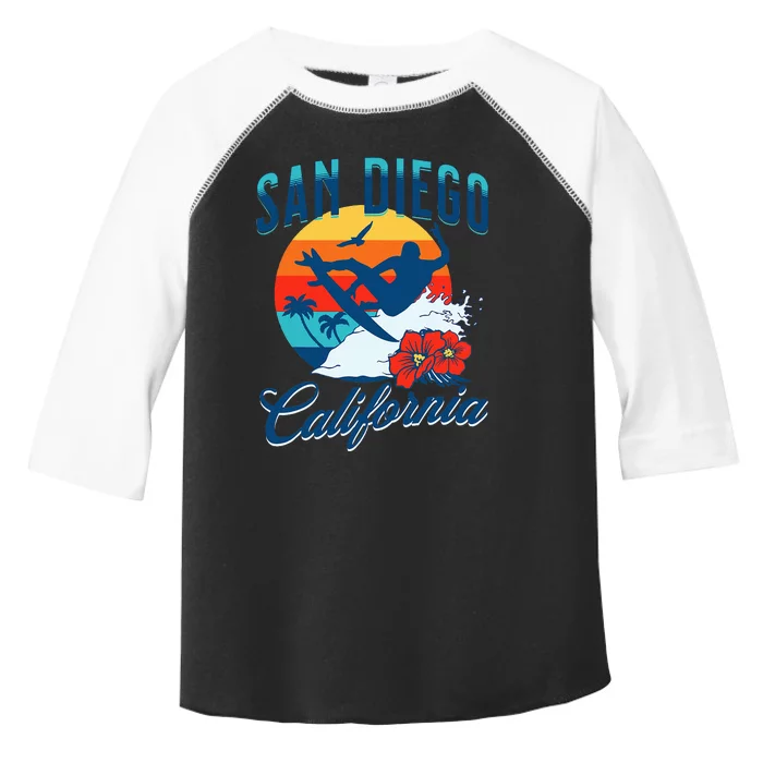 San Diego California Beach Surf Summer Vacation Vintage Toddler Fine Jersey T-Shirt